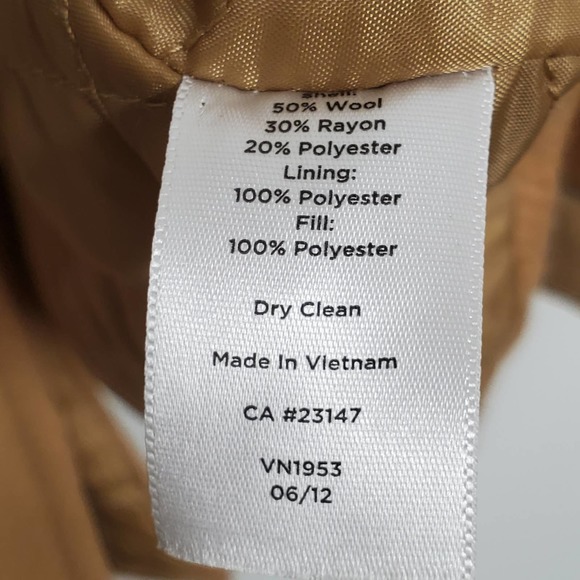 TALBOTS Tan Brown Wool Blend Double Breasted Long Sleeve Coat Jacket Sz 8 - Picture 5 of 6